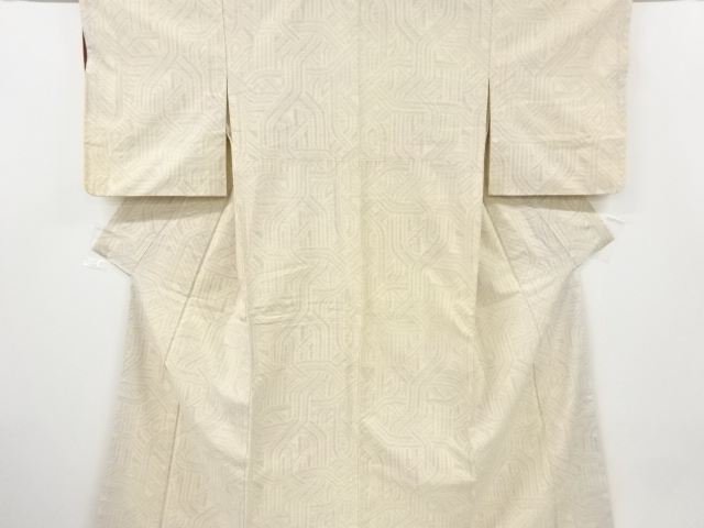 JAPANESE KIMONO / ANTIQUE KIMONO / SILK / TSUMUGI / WOVEN ABSTRACT PATTERN